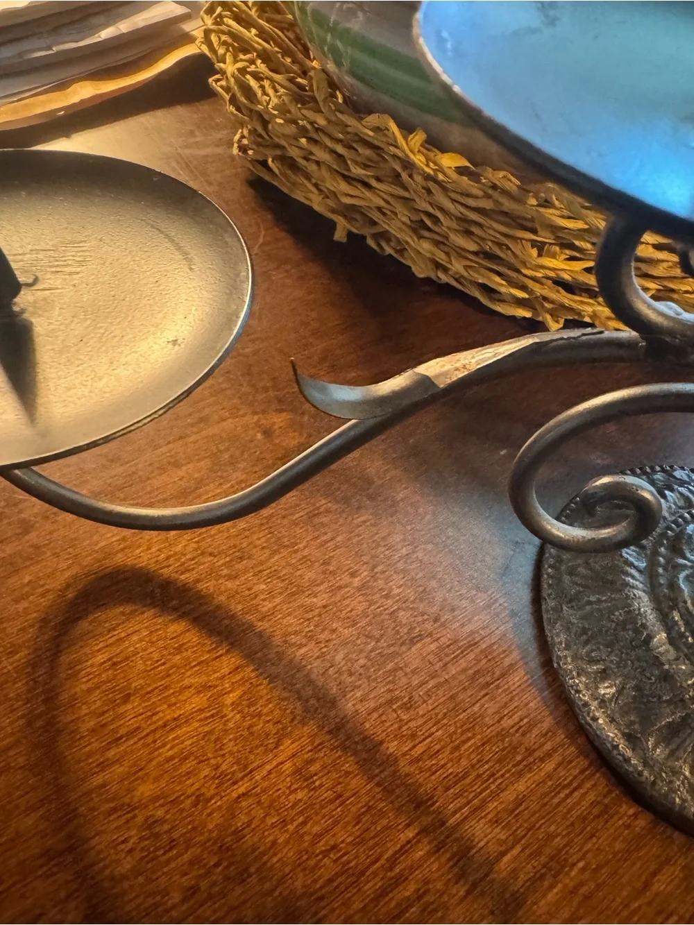 Homemade Art Decorative Black Metal 4 Arm Candle Holder